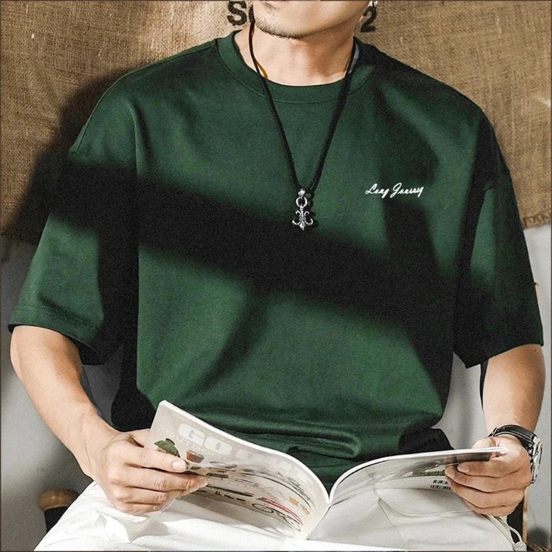 2026 Summer New Style T-Shirt - Men's Japanese Retro Large Size Loose American Cool Workwear Short Sleeve