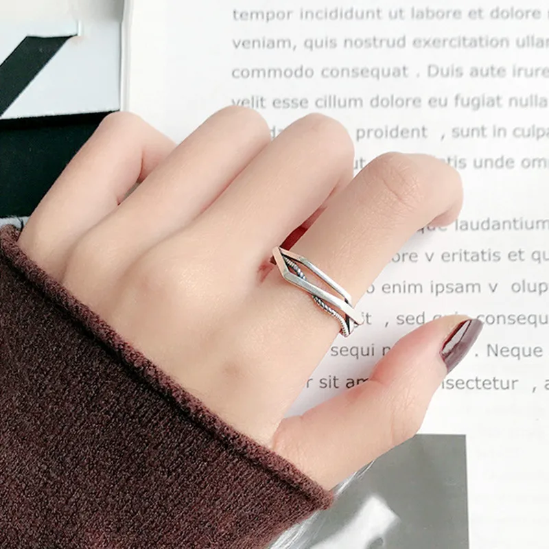 925 Sterling Silver Entanglement Geometry Woman Rings Engagement  Wedding Luxury Jewelry Wholesale