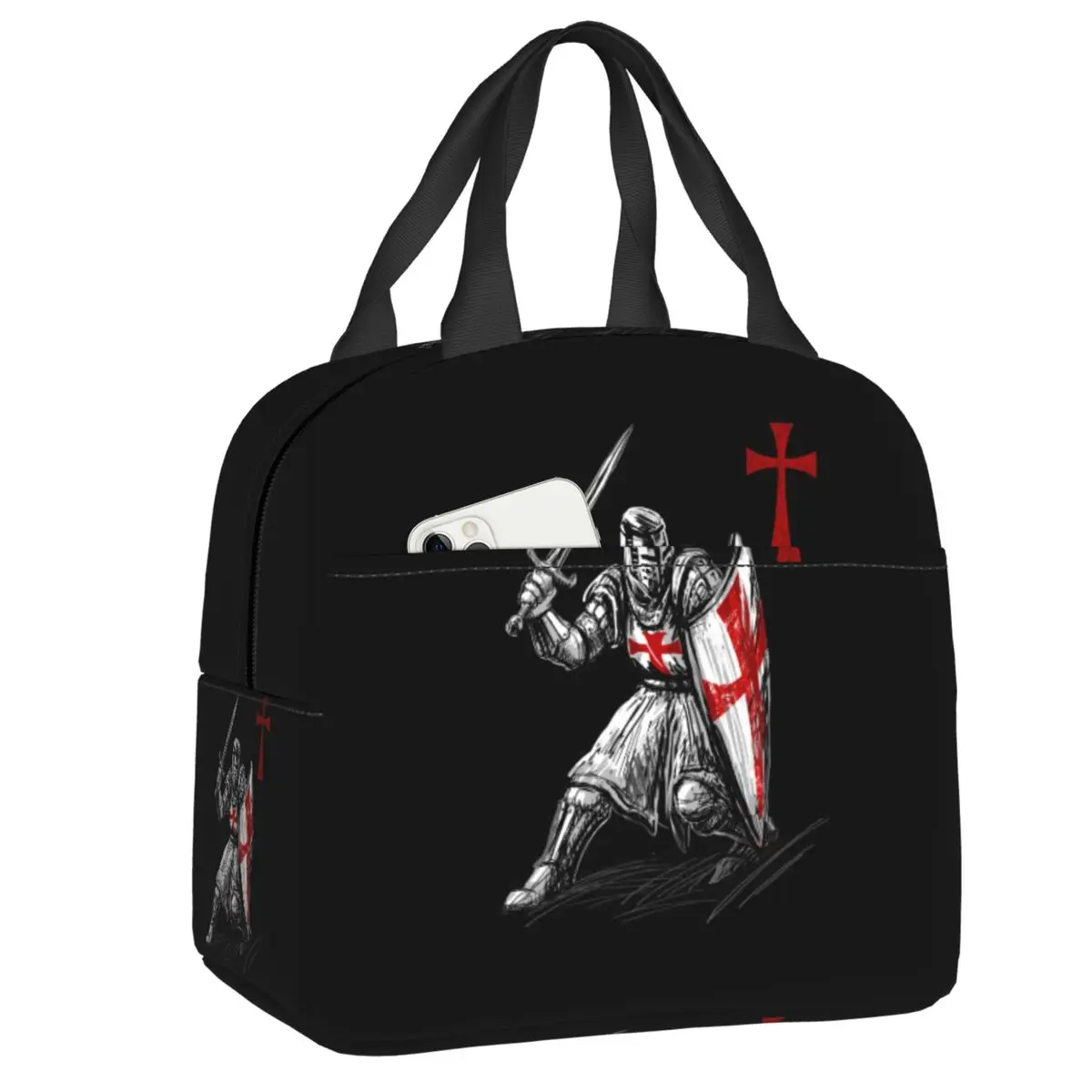 

Knight Templar Crusades Knights Christian Warrior Portable Lunch Box Women Multifunction Thermal Cooler Food Insulated Lunch Bag