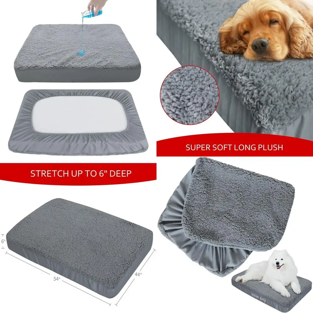 

2-Pack Soft Plush Washable Waterproof Dog & Cat Bed Covers, Grey, 54x44 Inches