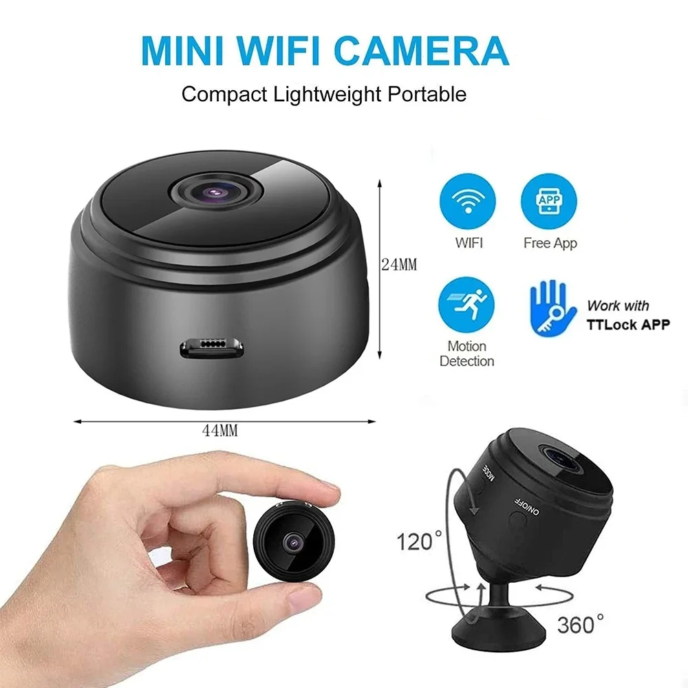 TTlock APP Wifi Camera Motion Detection HD Web Video Mini Camera