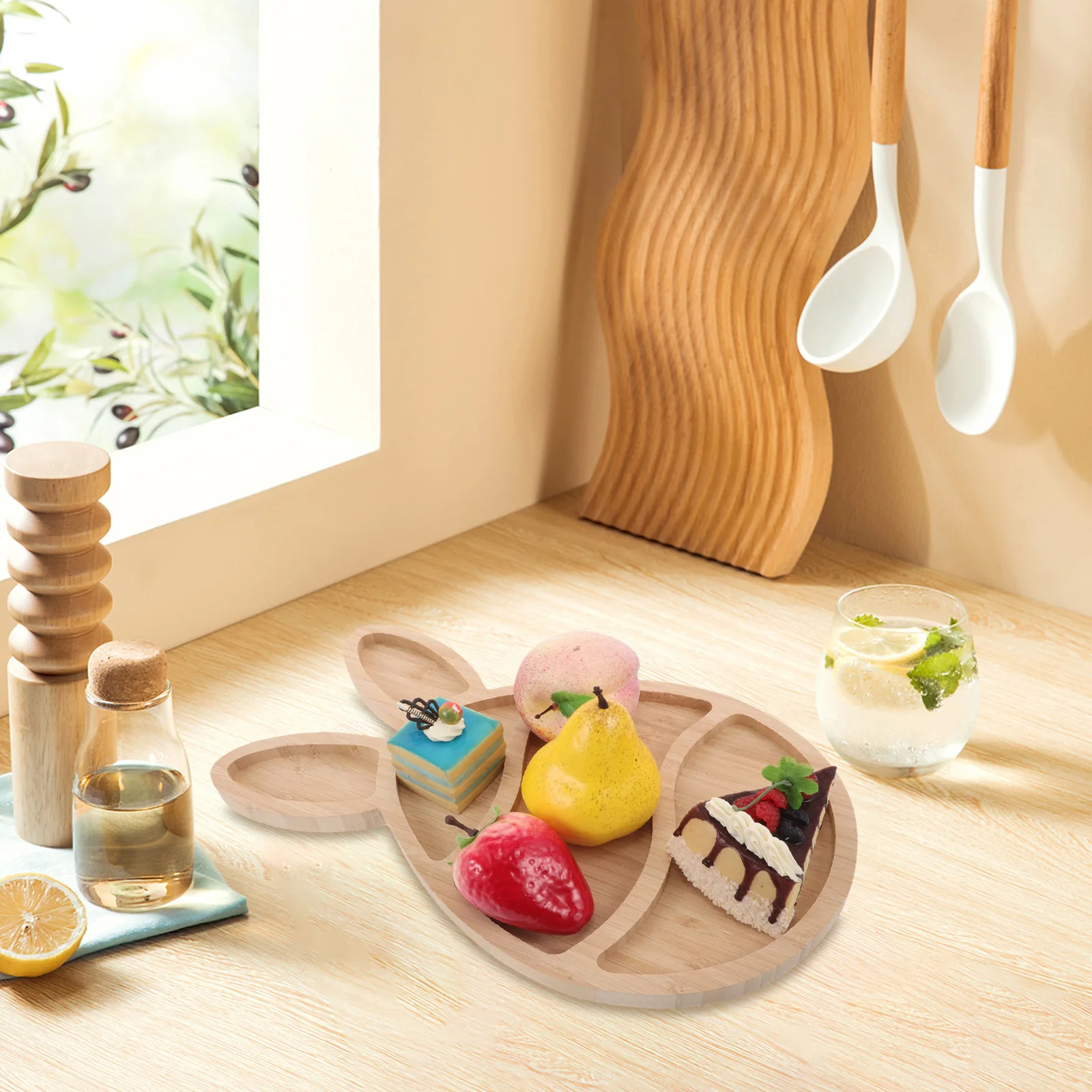 

Wooden Rabbit Tray Dualsided Kitchen Cutting Board Fruit Dessert Serving Solid Wood Waterproof Easy Clean Christmas Home Decor