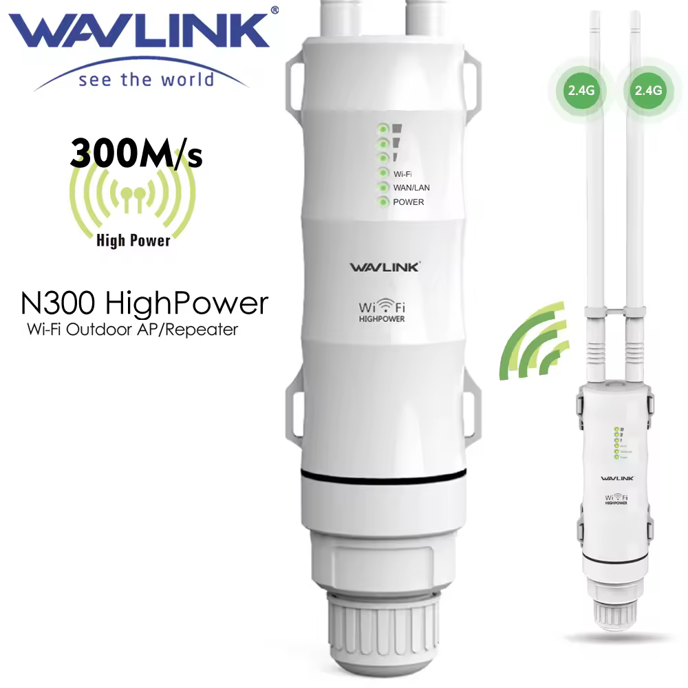 Wavlink N300 POE мощный уличный всепогодный маршрутизатор/точка доступа/ретранслятор/расширитель Wi-Fi 30 дБм 2,4 ГГц 15 кВ со съемной антенной