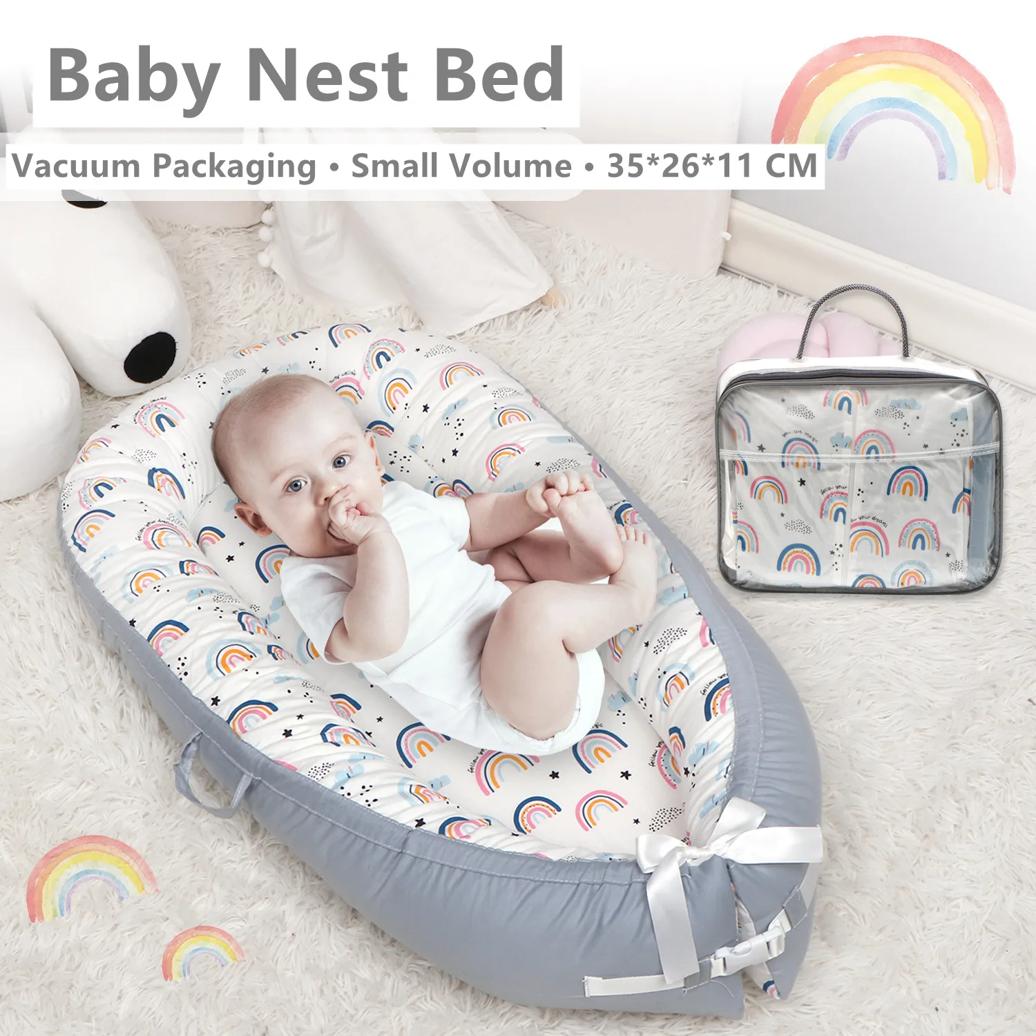 

Super soft cotton baby snuggle nest sleeping bed