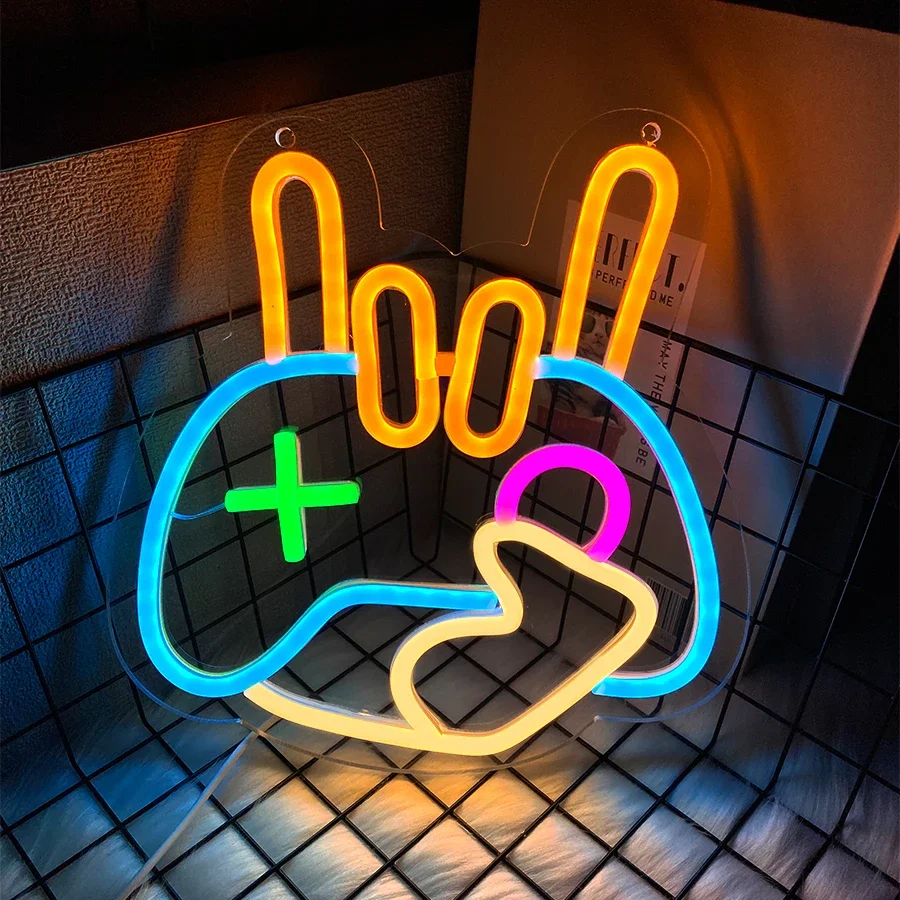 

Светодиодный неоновый свет для декора мужской пещеры, рождественское украшение, клуб, вечеринка и игровая комната, подарок для любителя игр, неоновая вывеска геймпада для декора стен
