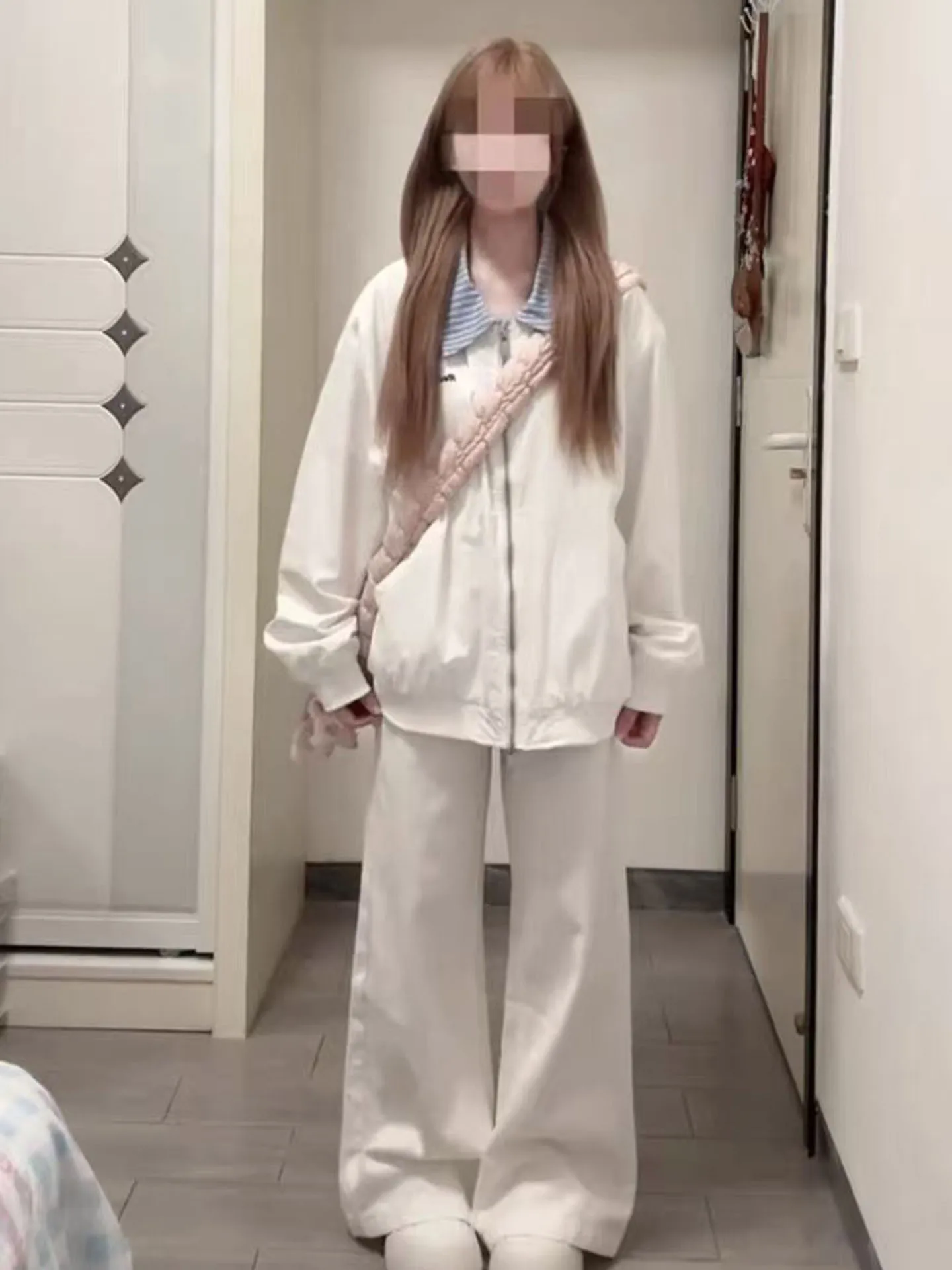 

Американский Sle, повседневная бейсбольная куртка в полоску, женская осенняя новинка, свободное длинное пальто на молнии с высокой талией