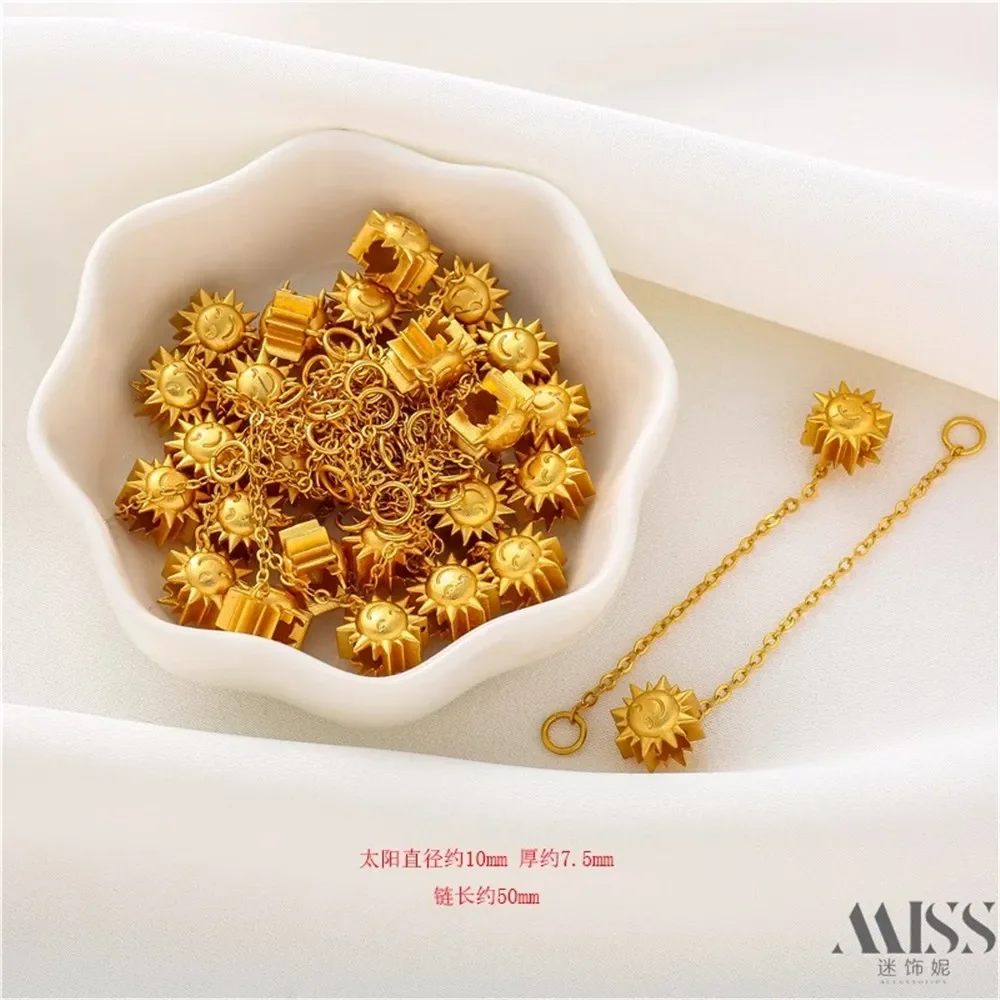 

18K Gold Sand Gold Sun Moon Belt Flat O Hanging Chain DIY Bracelet Necklace Handmade Bead Partition Accessories Decoration