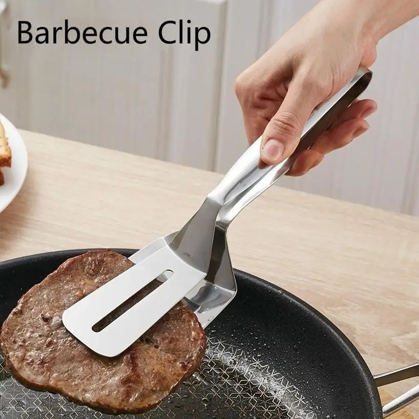 1 Pcs Kitchen Stainless Steel Frying Spatula Kitchenware Pancakes Fried Fish Spatula Clamp Pizza Steak Spatula Clip Tools