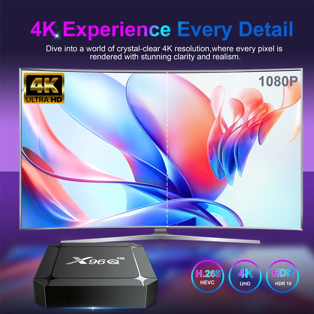 X96Q RK3518 Android 14 Smart TV Box 4K HD Set Top Box سريع جدًا ثنائي النطاق Wifi6 مشغل الوسائط Google Voice Assistant Remote 2 + 16G