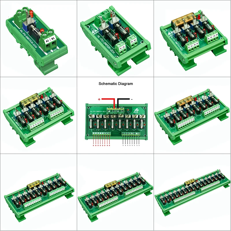 12V 24V Power Distribution 16 way Fuse Board Terminal Block With Switch For Power Supply Electricity Current Wiring LED Switch