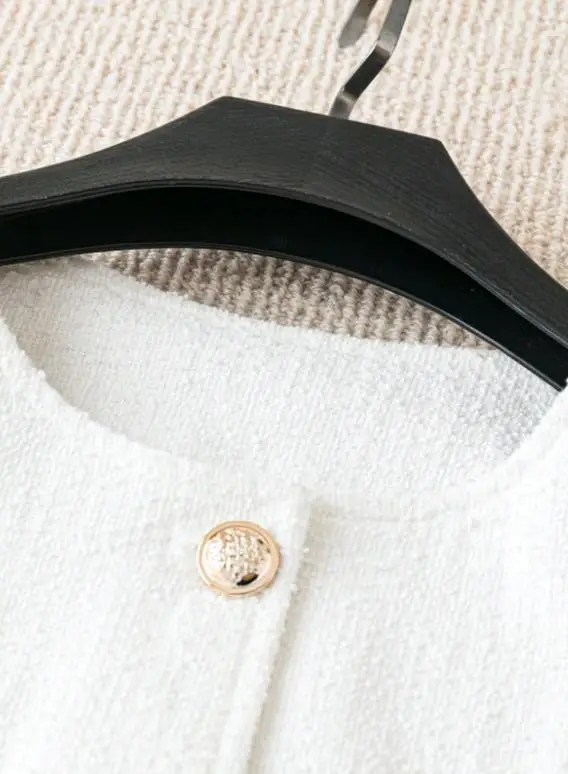 

Осенне-зимний женский твидовый пиджак на пуговицах с круглым вырезом и карманами, элегантная верхняя одежда с длинными рукавами