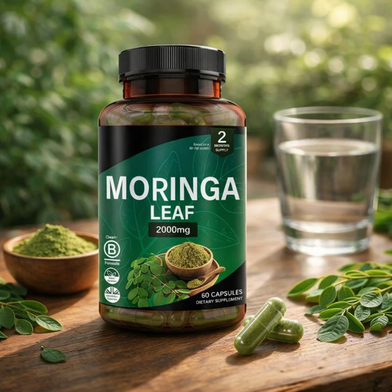 

Moringa Capsules Natural Dietary Fiber Supplement Supports Digestive Health Wellness Daily Nutrition for Adults 60 Capsules