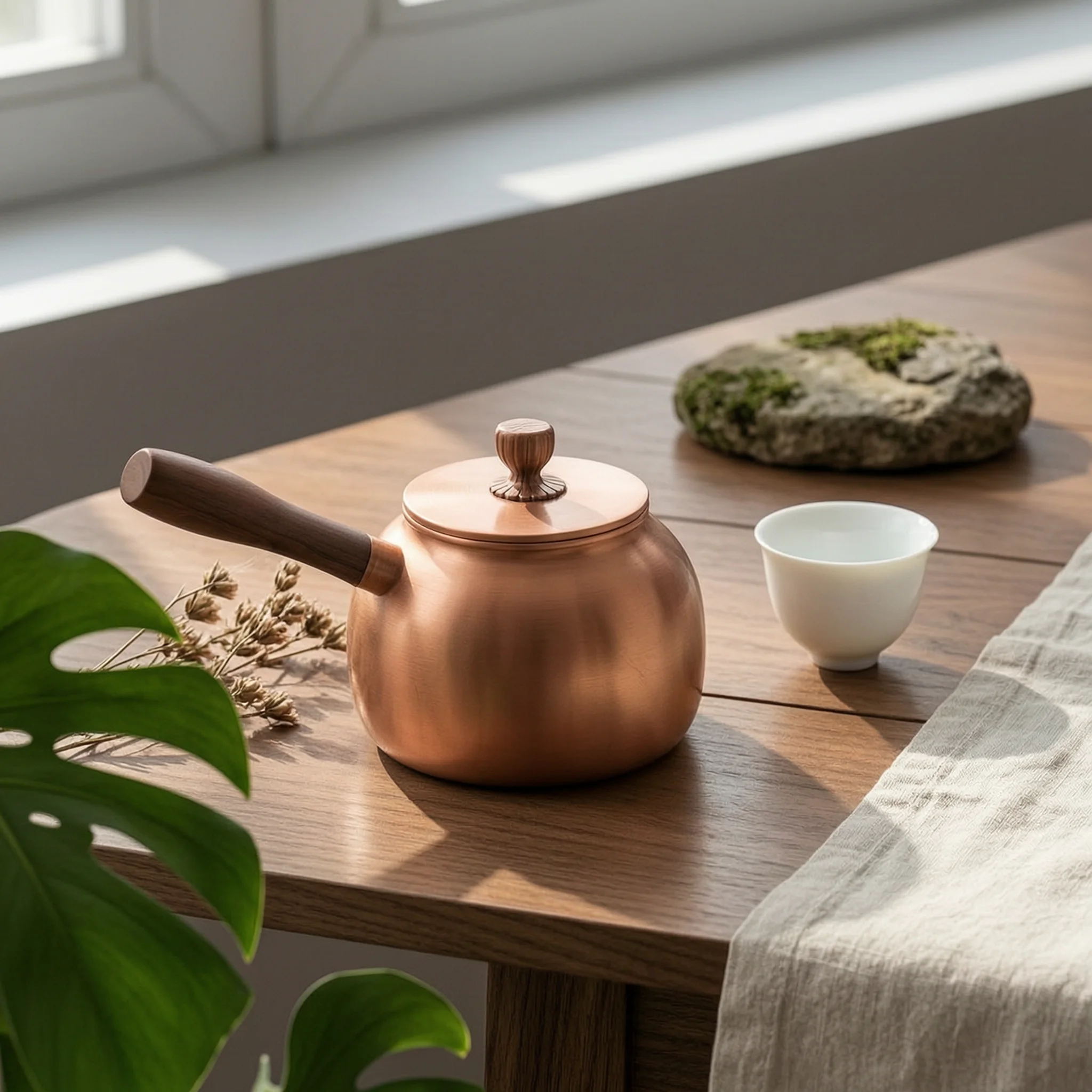 Copper Teapot Handmade Teapot with Wooden Handle Cookware Artisanal