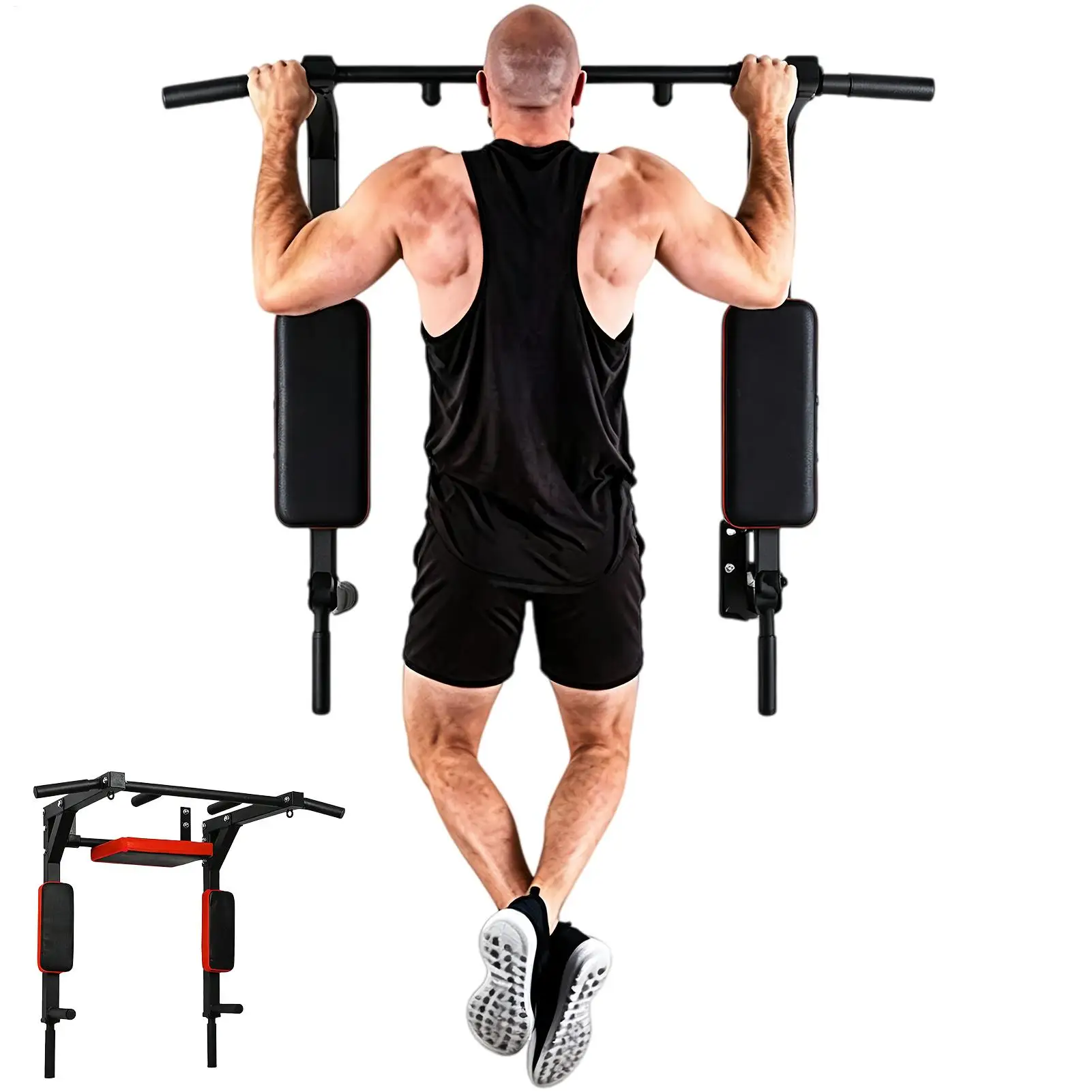 Wall-Mounted Pull-up Bar Fitness Horizontal Bar Multifunctional Dip Station With Eyelets 200kg Capacity Upper For Gym Accessory view 5