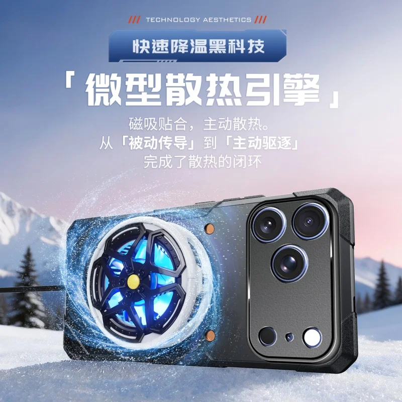 Miedziane etui magnetyczne rozpraszające ciepło do iPhone 17 15 14 13 16 Pro Max 5G, odporne na wstrząsy, silikonowe etui chłodzące. — zdjęcie produktu 3