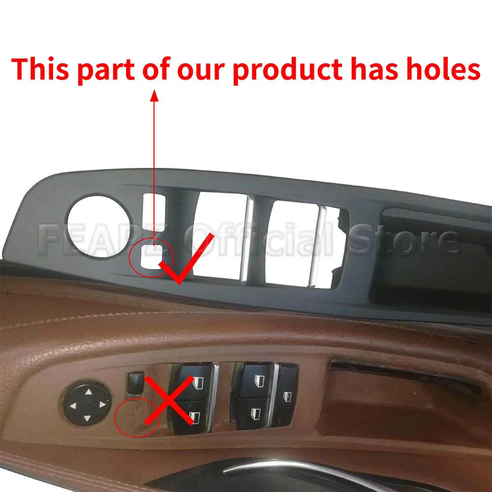 Brown For BMW 5 Series F10 F18 Left Drive LHD 7Pcs 2010-2016 51417225873 Carbon Fiber Pattern Interior Door Handle Plate Decor