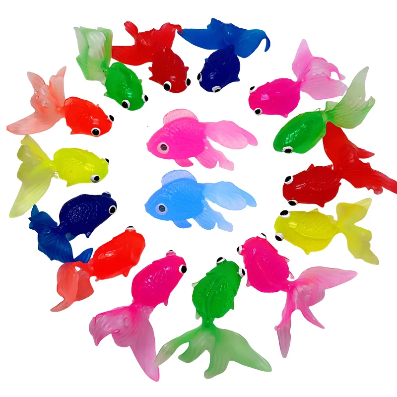 10/20/40 Uds. De peces dorados artificiales para acuario, adorno de pez de goma falso, pez flotante en movimiento realista, juguete para gatos, suministros para mascotas TMZ