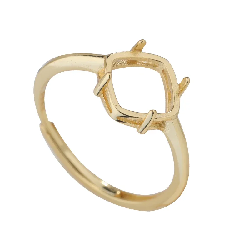 

Женское обручальное кольцо из стерлингового серебра 925 пробы, 7x7 мм, подушка принцессы с кабошоном, полукрепление кольца, щедрая