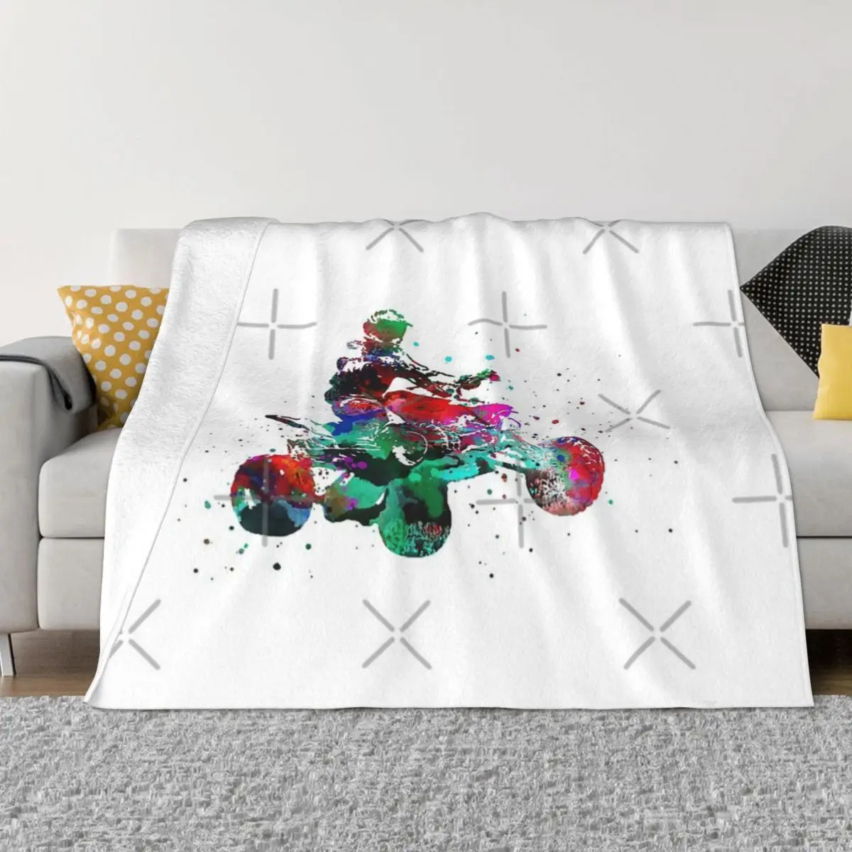 Quad Bike Motorcycle Race Quilt Blankets Winter Blankets Custom Blanket Personalized Throw Blanket