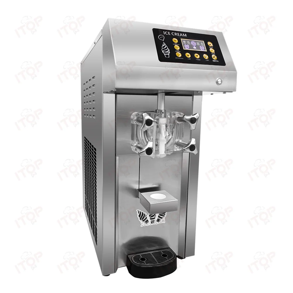 ماكينة صنع الآيس كريم من الفولاذ المقاوم للصدأ - ماكينة إنتاج سطح المكتب عالية الإخراج (الدانية التجارية، سعة دفعة 2 لتر، محرك 120 وات)
