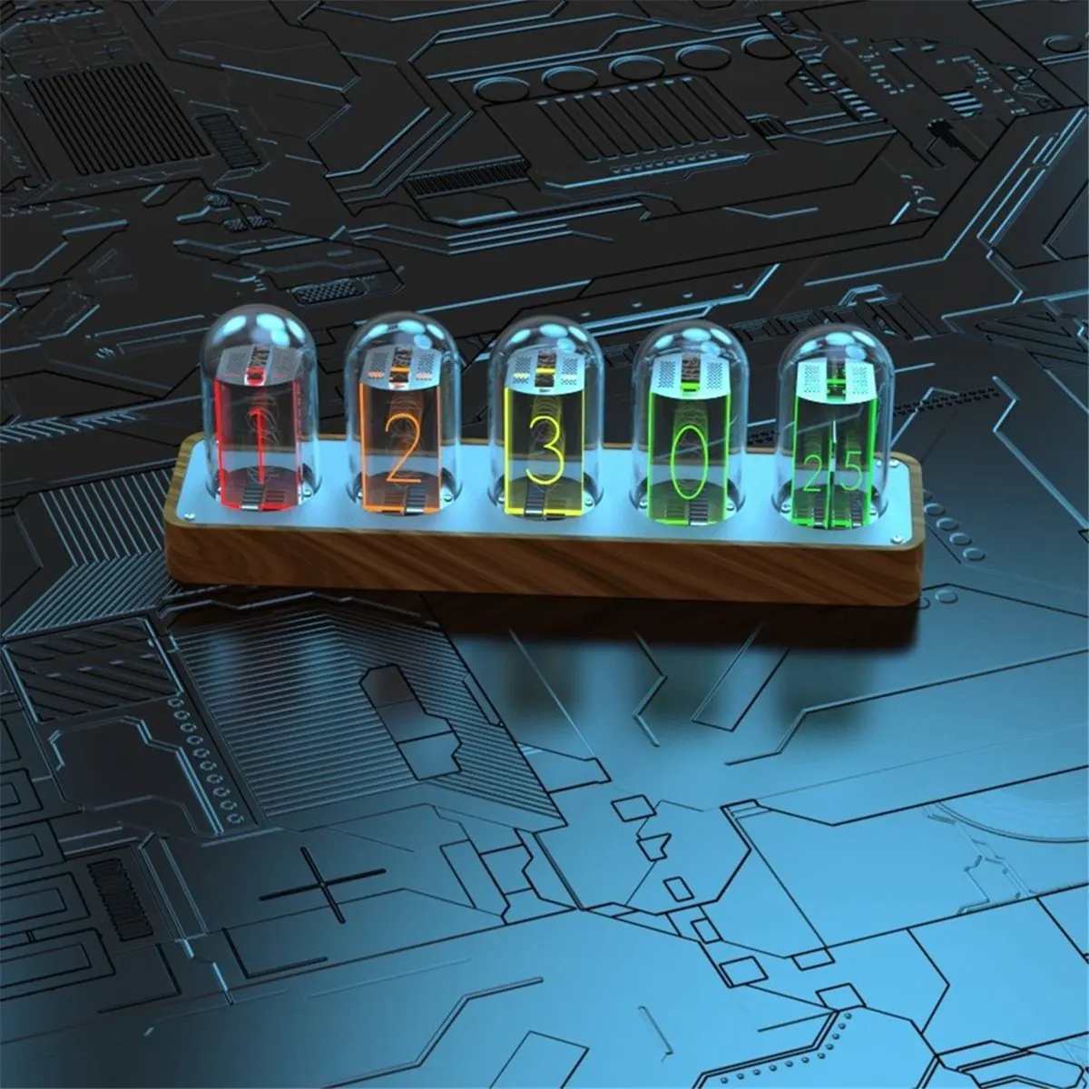 Nixie Tube Clock with Wi-Fi SYNC 12/24H Display Retro Alarm Clock Tube Clock Desktop Home Decoration Gift