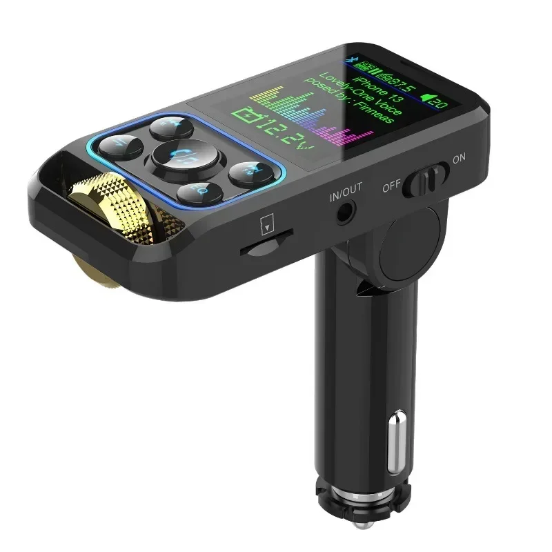 12V - 24V Wireless Car FM Transmitter 1pcs Color Display Bluetooth5.3 FM Modulator Mp3 Player, Handsfree Car Kit, QC3.0 Car Char