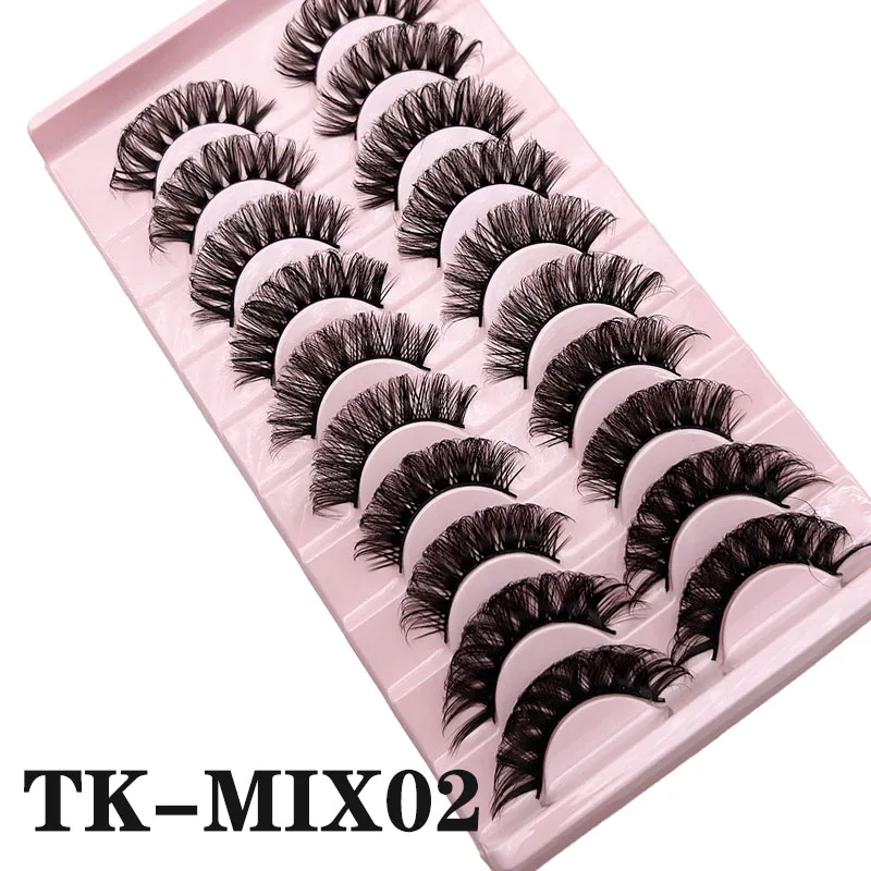 10 Paar dramatische falsche Wimpern 10–23 mm russische falsche Wimpern flauschige dichte DD Curl große Curling-Bogen-Wimpernverlängerungen – Detail 7