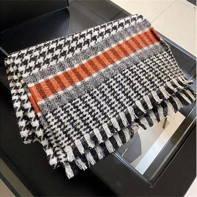 100% Wool Luxury Brand Knitted Women Scarf Striped Winter Warm Outdoor Scarves Tassel Shawls Pashmina Lady Wrap