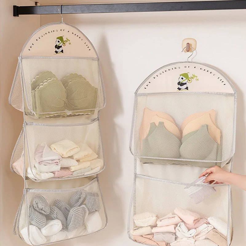 Socks Underwear Storage Mesh Pocket Hanging Storage Bag Behind Door Organiser Storage Hanging Bag