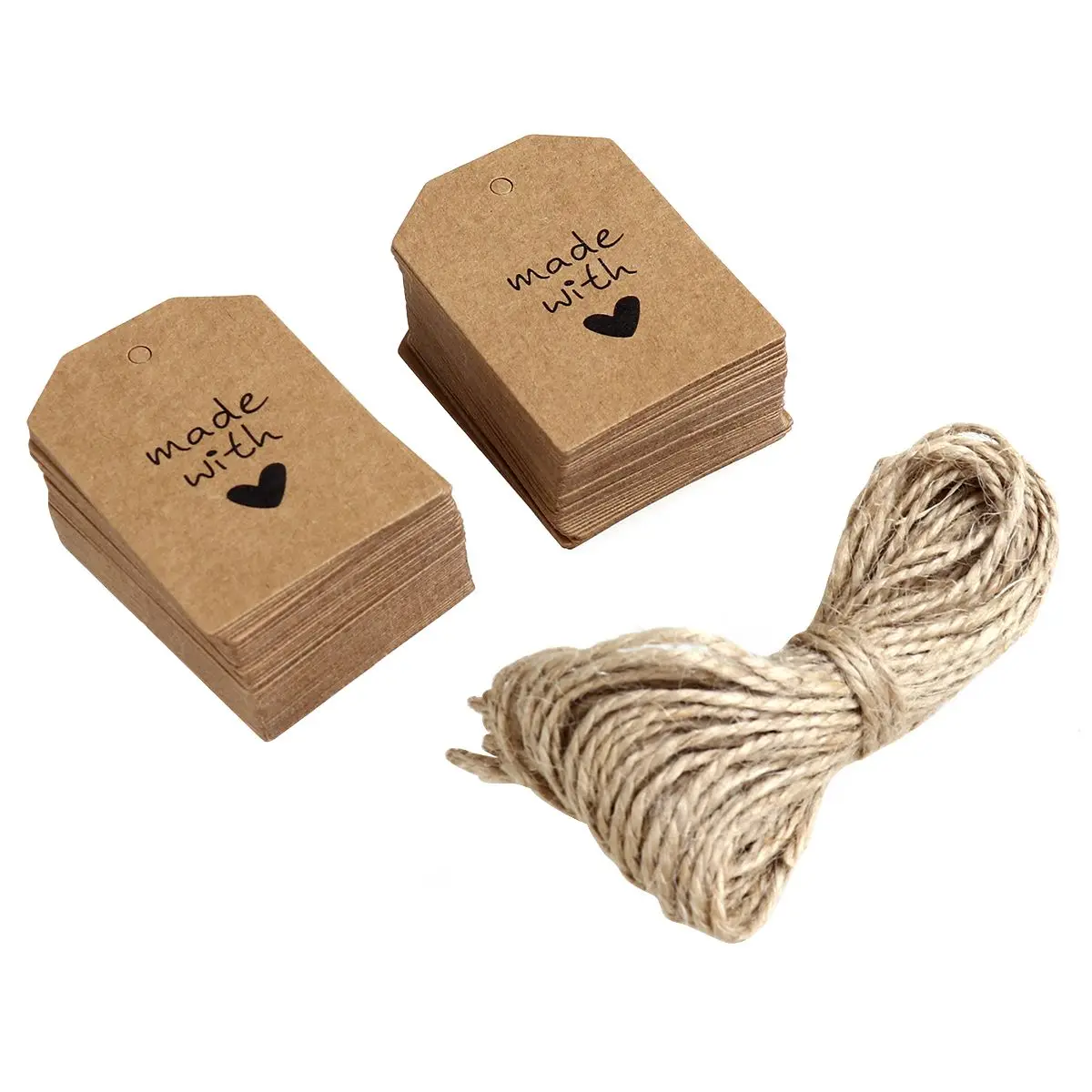

100pcs Wedding Tags Paper Labels Heart Letter Bridal Favor Gifts Luggage Tags Strings Included
