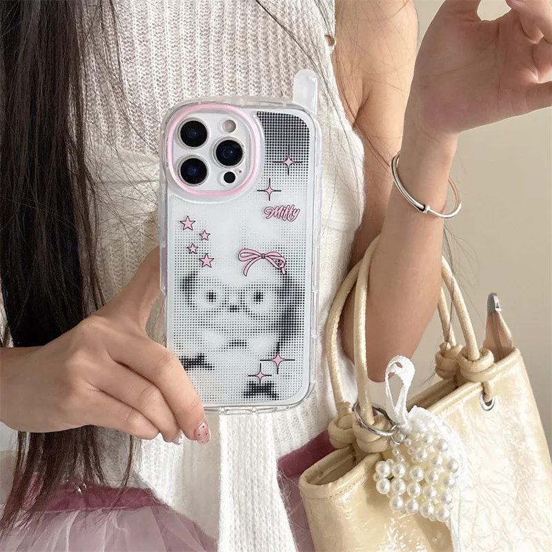 ريترو بكسل الوردي القوس جرو نظارات الكلب الفن جراب هاتف آيفون 16 15 14 برو ماكس حافظة لطيف الحلو الكرتون للصدمات غطاء ناعم