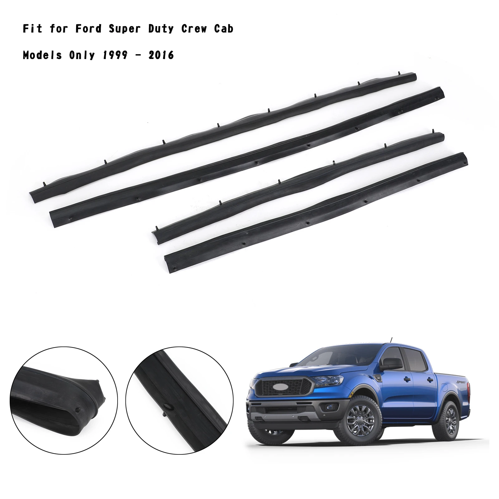 Artudatech Front+Rear Lower Door Weather Strip Seal Trim For Ford F250 F350 Crew Cab 99-16 Car Accessories