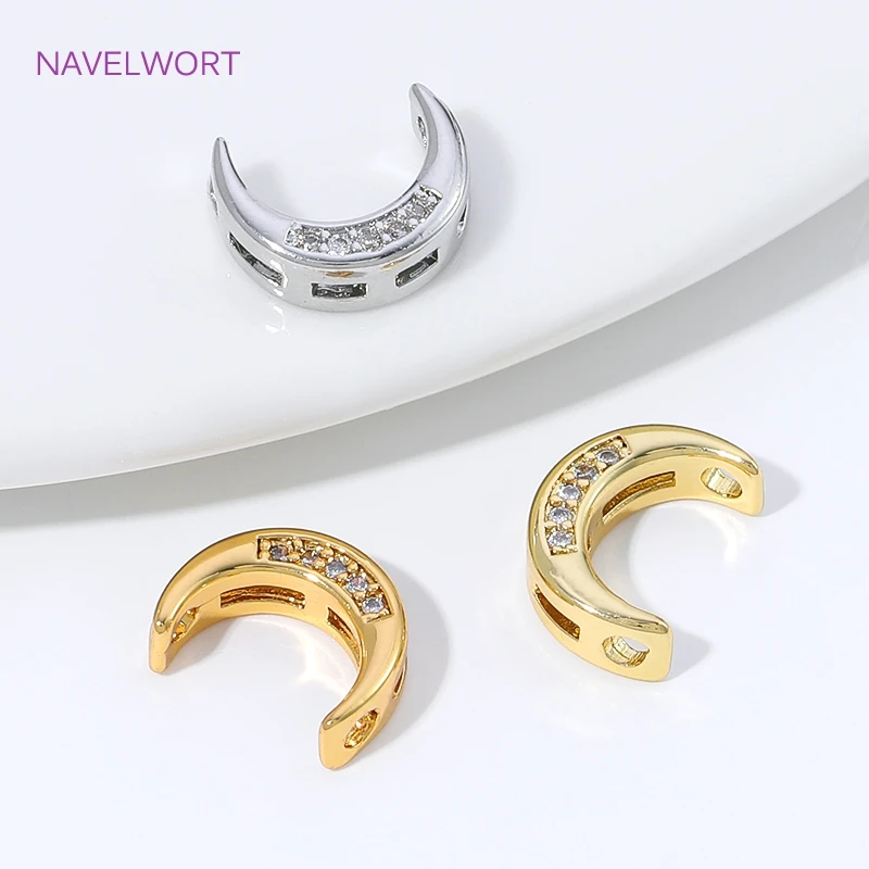 14/18K Gold Plated Brass Half Round Frame Beads Spacer Connectors,Separators For Jewelry,DIY Beading Jewelry Making Supplies