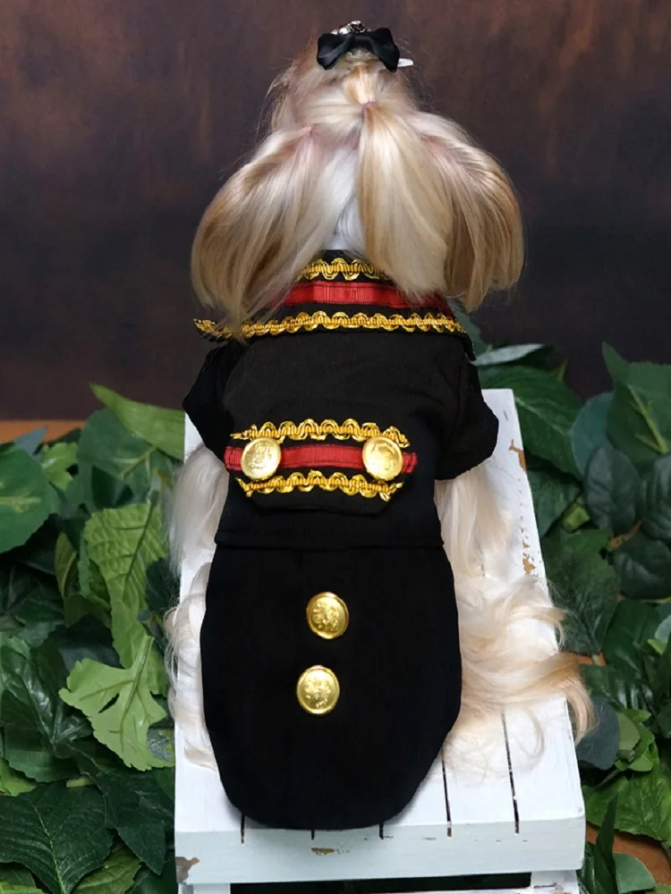 Original Handmade Dog Clothes Handsome Pet Supplies Jacket Suit With Shirt Two-Piece Wedding Army Uniform Badge Prince Costume