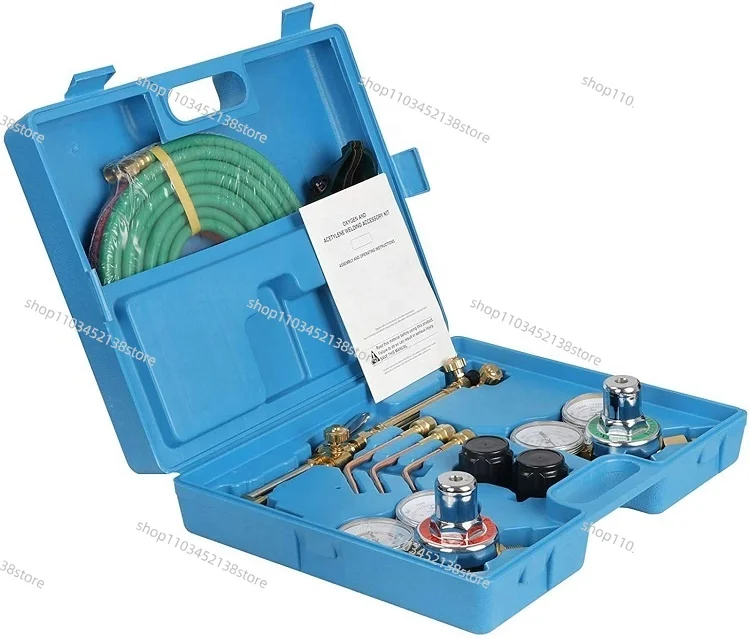 O X Y G E N & Acetylene Gas Cutting Torch and Welding Kit with Two Hose,Regulator Gauges,Storage Case