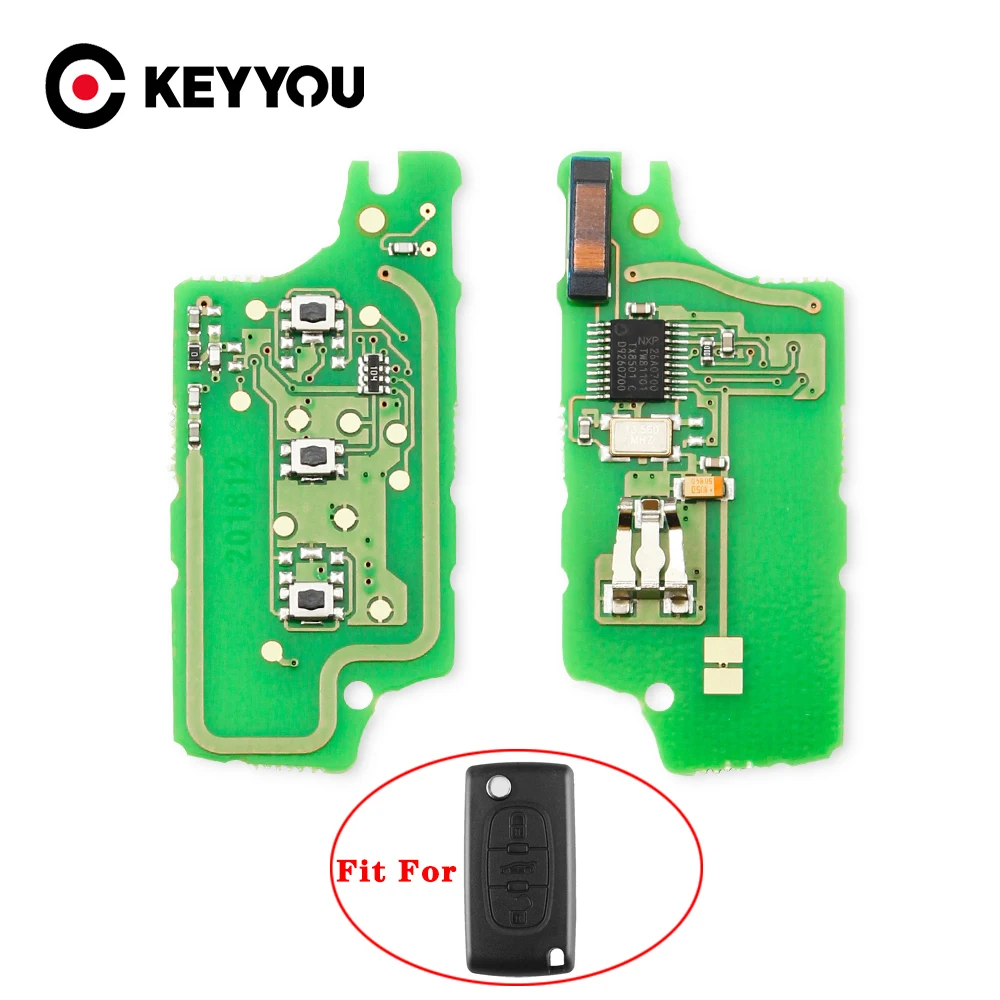 KEYYOU FSK 3 przycisk kluczyk samochodowy z pilotem tablica elektroniczna dla Peugeot 407 407 307 308 607 dla Citroen C2 C3 C4 C5 433MHz ID46 CE0536