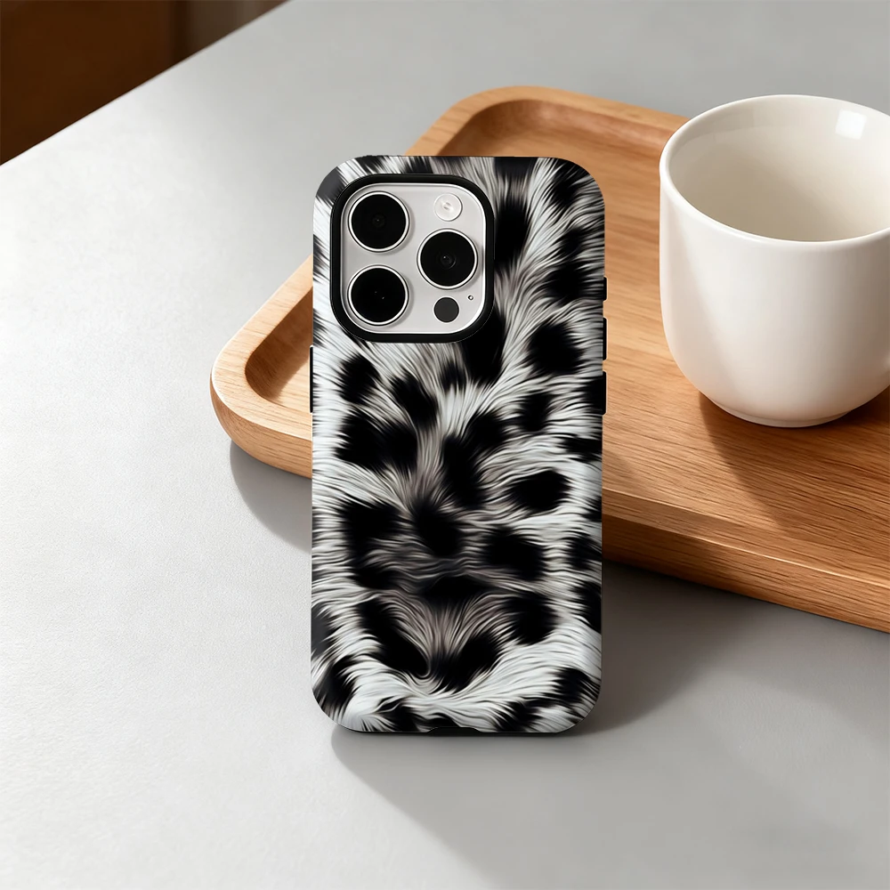 스노우 레오파드 텍스처 아이폰 17 16 15 14 13 12 11 X XS XR XSMAX 8 에어 프로 맥스 플러스 럭셔리 이중층 백 커버