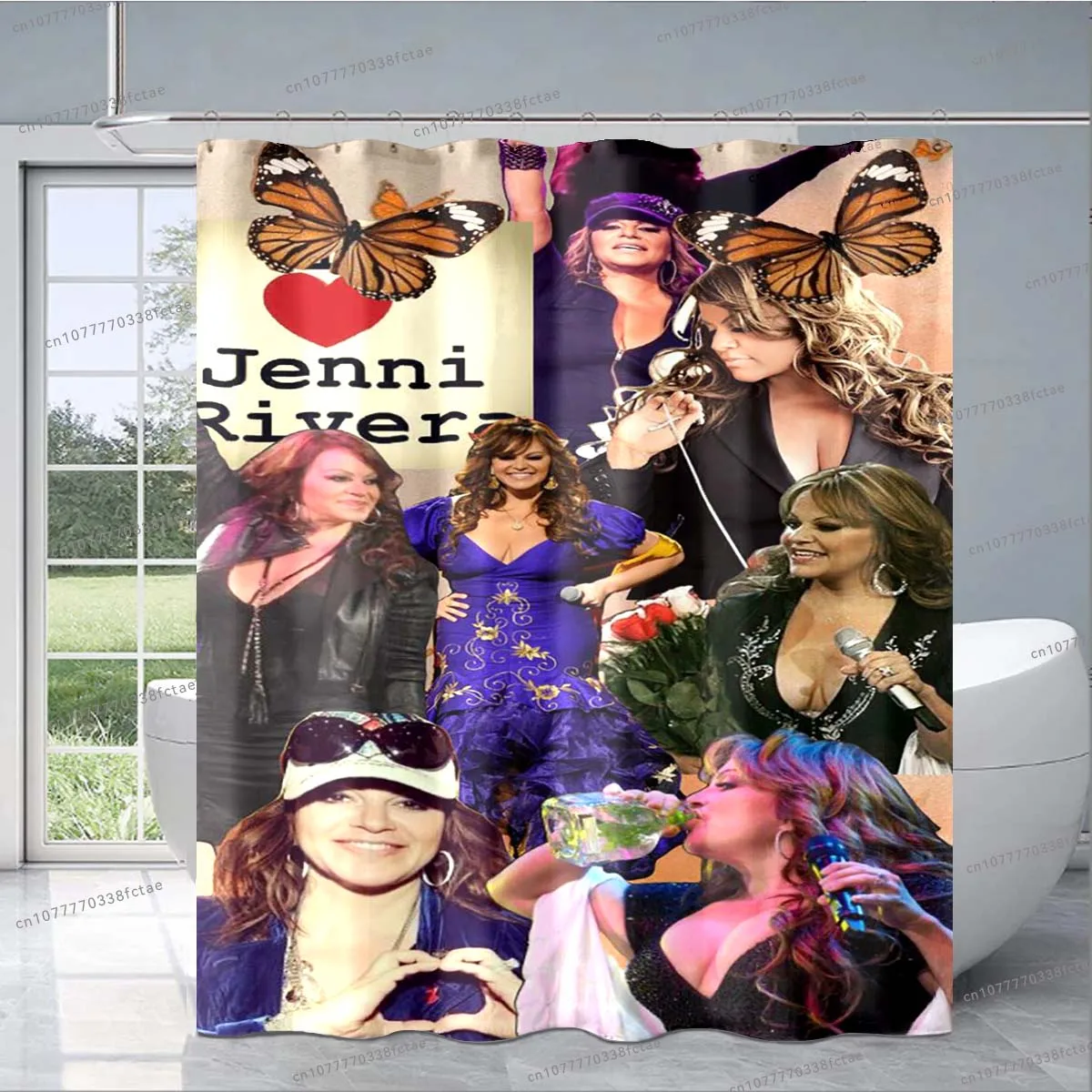 Classic Latin Singer Jenni Rivera Shower Curtain 3D Star Art Pattern Shower Curtain Bathroom Decor Shower Curtain Fan Gift