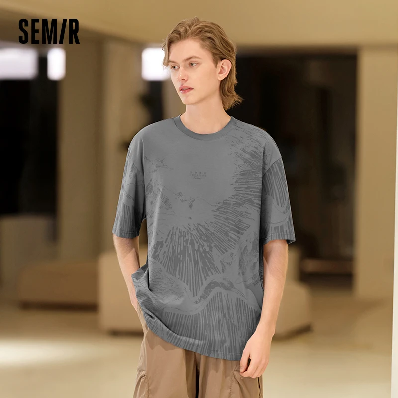 Semir T-Shirt Men Short-Sleeved T-Shirt 2024 Summer New Print Top Fashionable And Casual Knit Pullover