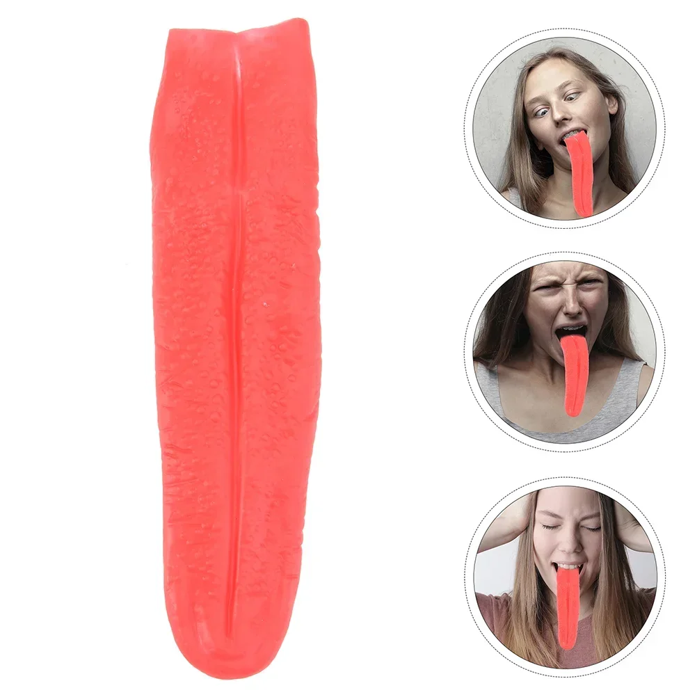 2pcs Cosplay Props False Tongue,Scary Fake Long Halloween Prop Rubber Tongue,Halloween Costume Accessory for Haunted House Party