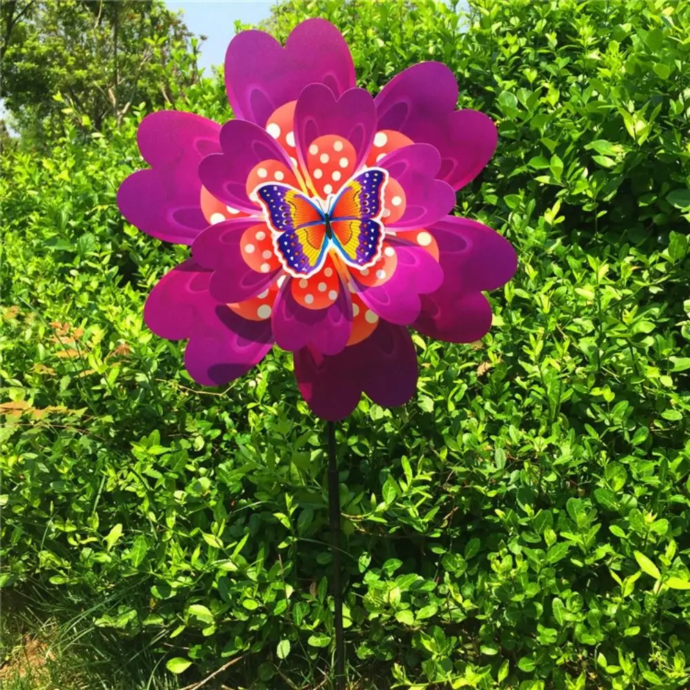 Multistyles Schmetterlingstanz-Cartoon-Blütenblatt-Windmühle, bunt, Durchmesser 38 cm, stehend, Rasen, Blume, PVC, doppellagig