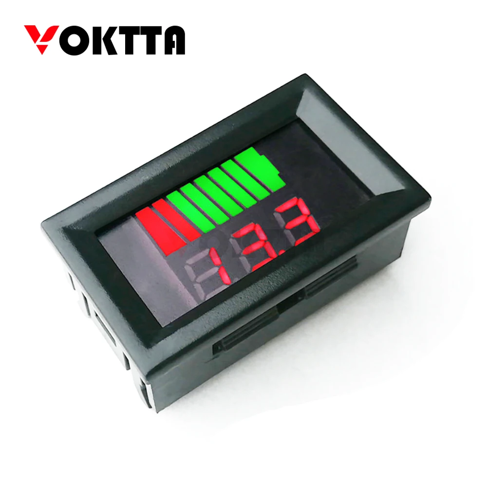 1PC Battery Level Indicator DC 6V-72V Lead Acid Battery Level Indicator LED Digital Display Car Voltmeter Battery Capacity Meter