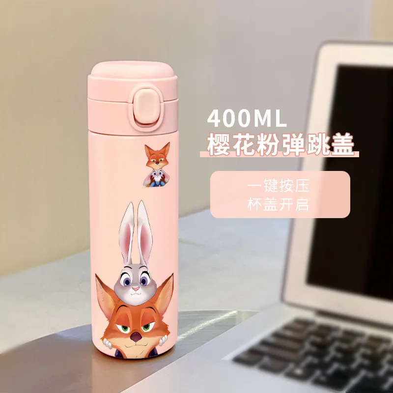 420 مللي ل Zootopia2 كوب ماء الكرتون المحمولة في الهواء الطلق كوب معزول طالب خفيفة الوزن المزدوج شرب ترتد كوب هدية الكريسماس