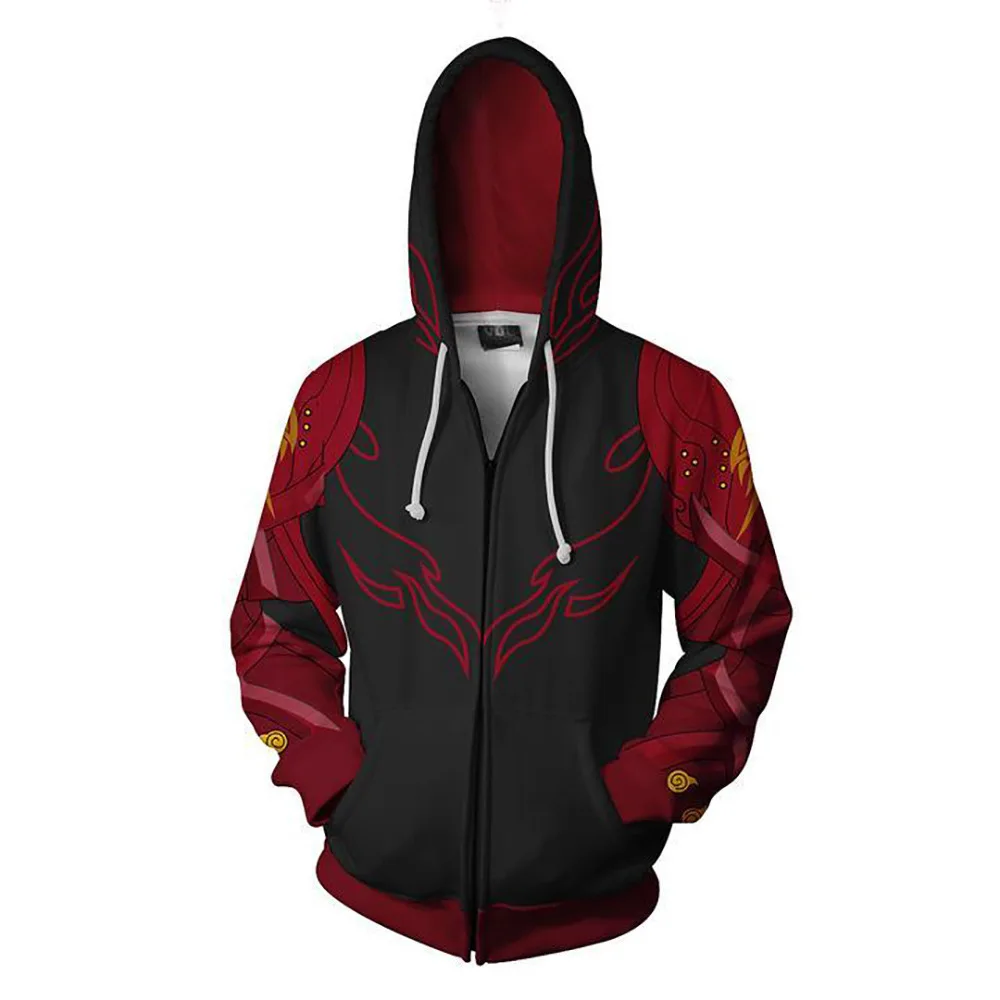 Fighting Games Tekken Kazama Jin Cosplay Costume Zip Hoodie Jacket Men's and Women's Casual Sports Sweater Carnival Outfits