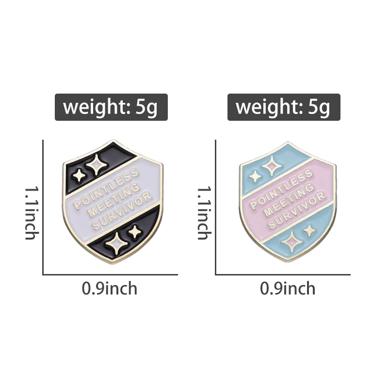 Pointless Meeting Survivor Enamel Pins Custom Cartoon Games Shield Brooches Lapel Badges Jewelry Gift For Kids Friends
