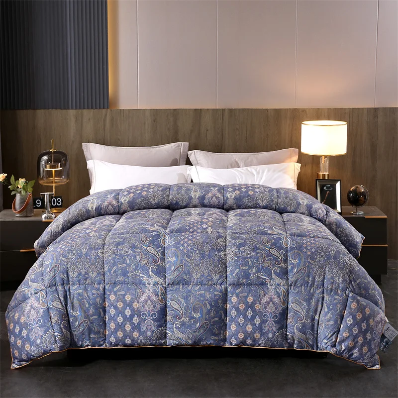 

White Goose Down Duvet for All Seasons Comforter Luxury Winter Blankets Printed Thick Quilts for Hotel Bedroom 100% Cotton Shell