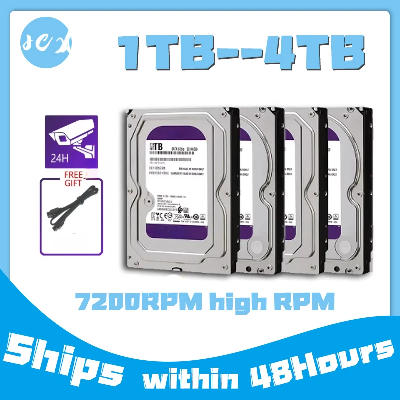 

WD Purple 4TB Surveillance Internal Hard Drive Disk 3.5" 64M Cache SATA III 6Gb/s 1TB 2TB 3TB HDD HD Harddisk