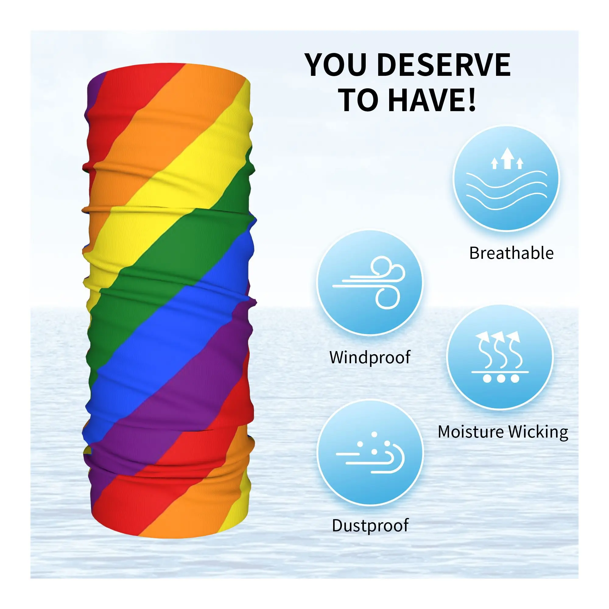 Gay Pride Flag Bandana Neck Cover Printed Wrap Scarf Multi-use Face Mask Cycling For Men Women Adult Windproof