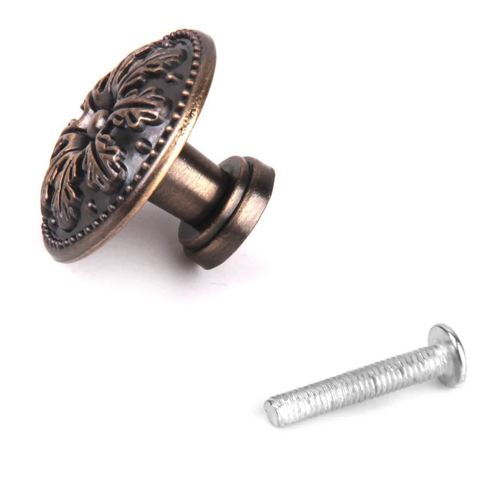 

10 Pcs Drawer Handle Bronze Cabinet Knob Knobs European Style Floral Pull Retro
