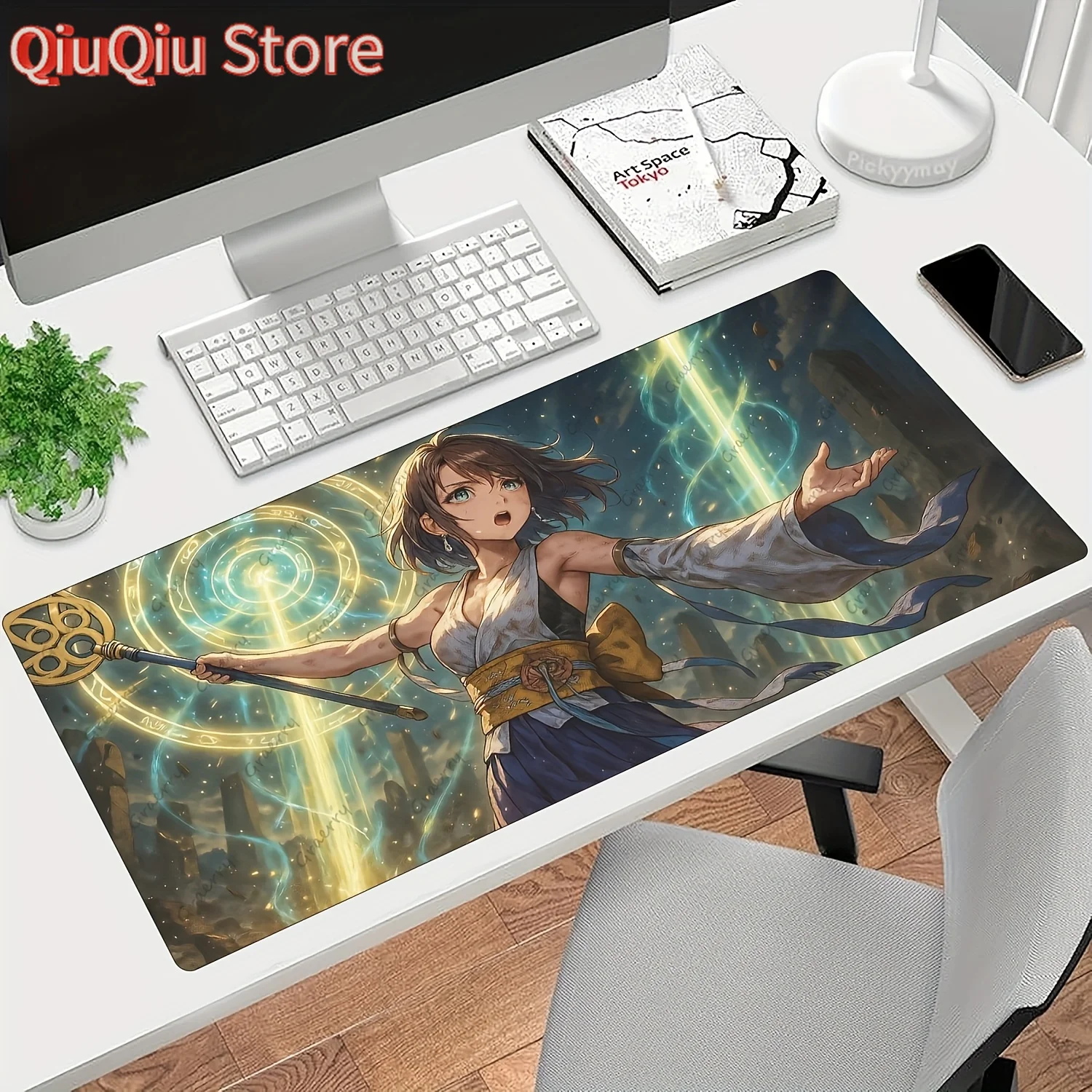 

Yuna Large Gaming Mouse Pad - Anime Desk Mat with Non-Slip Rubber Base, Extra-Large Computer Mousepad for PC, Office, Gaming Set